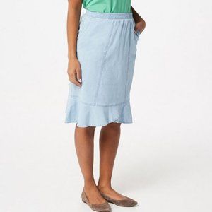 Denim & Co. Lightweight Denim Flare Bottom Skirt